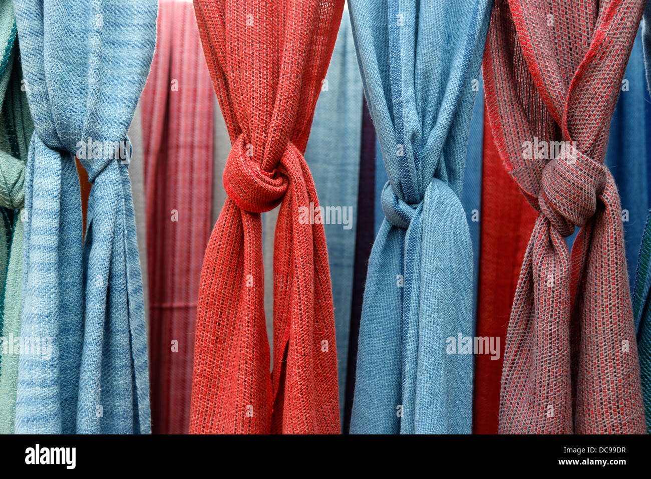 Beautifully colored scarves Stock Photo