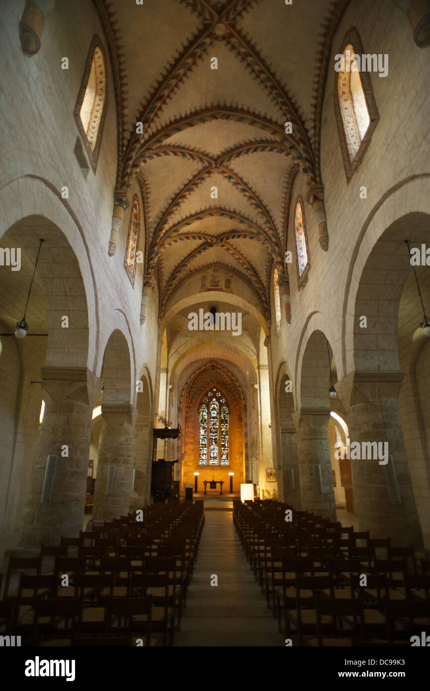Inside the Romainmôtier Priory Portrait view Stock Photo - Alamy
