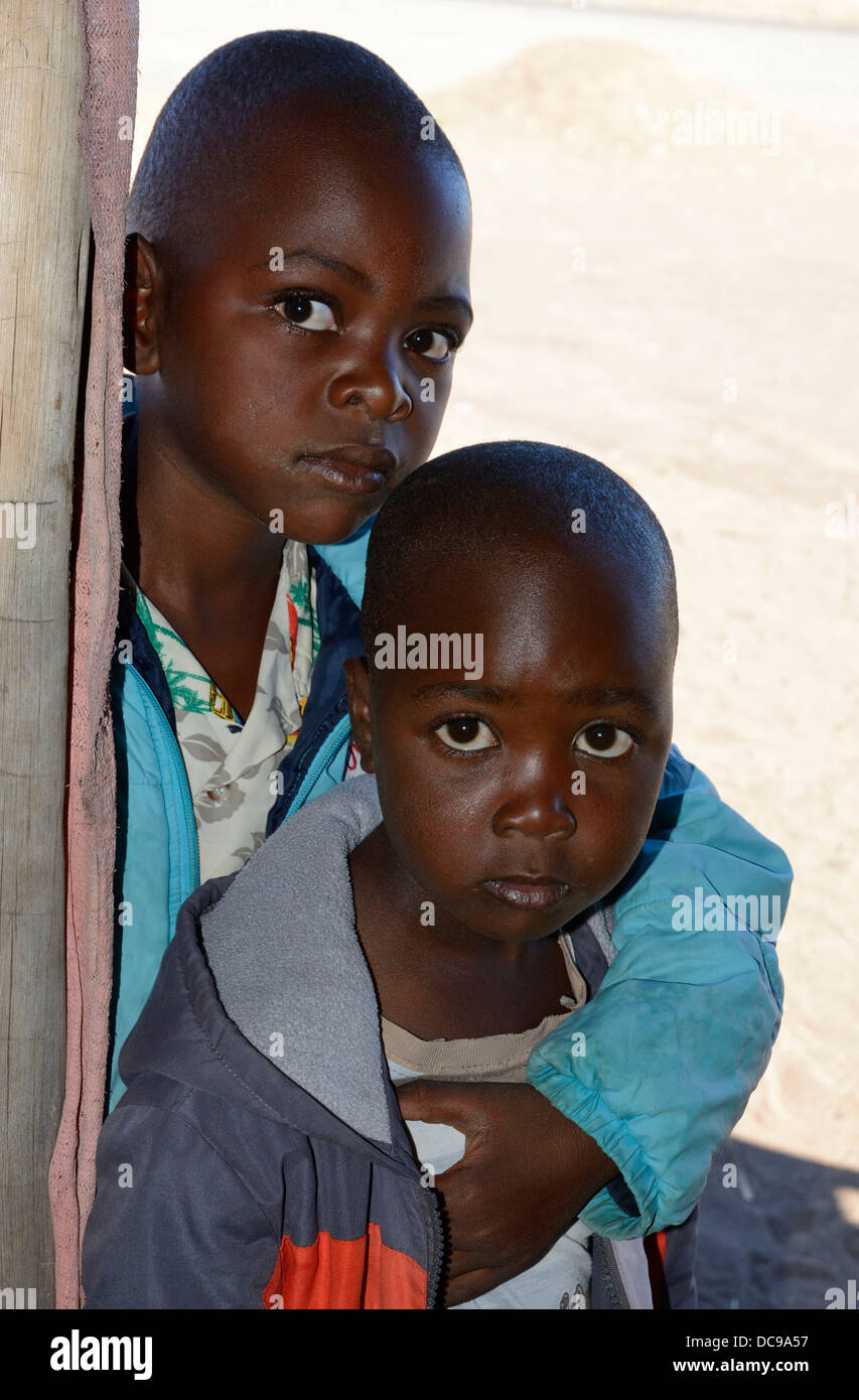 African boys, approx 8 and 9 years Stock Photo