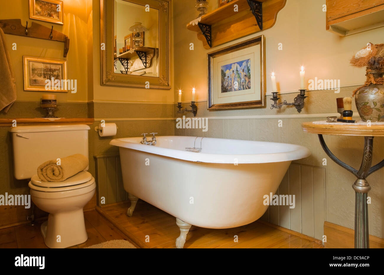 Rustic bathroom inside an old Canadiana residential home Stock Photo