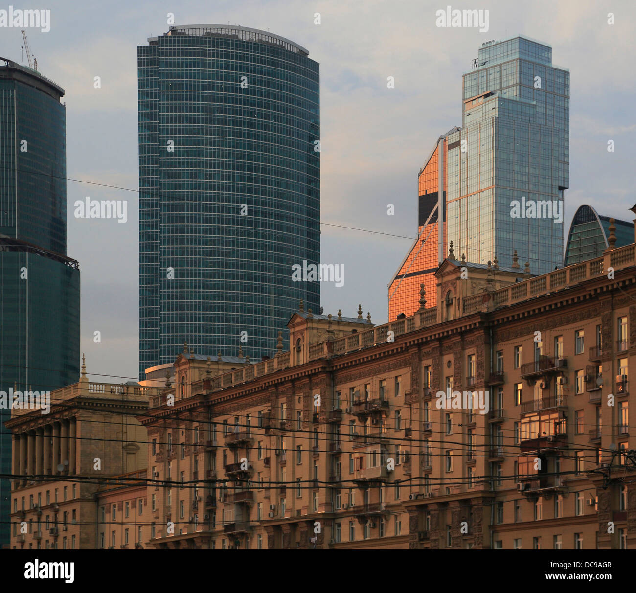 High-rise buildings in the Moscow City development area, from Kutuzovsky Prospekt Stock Photo