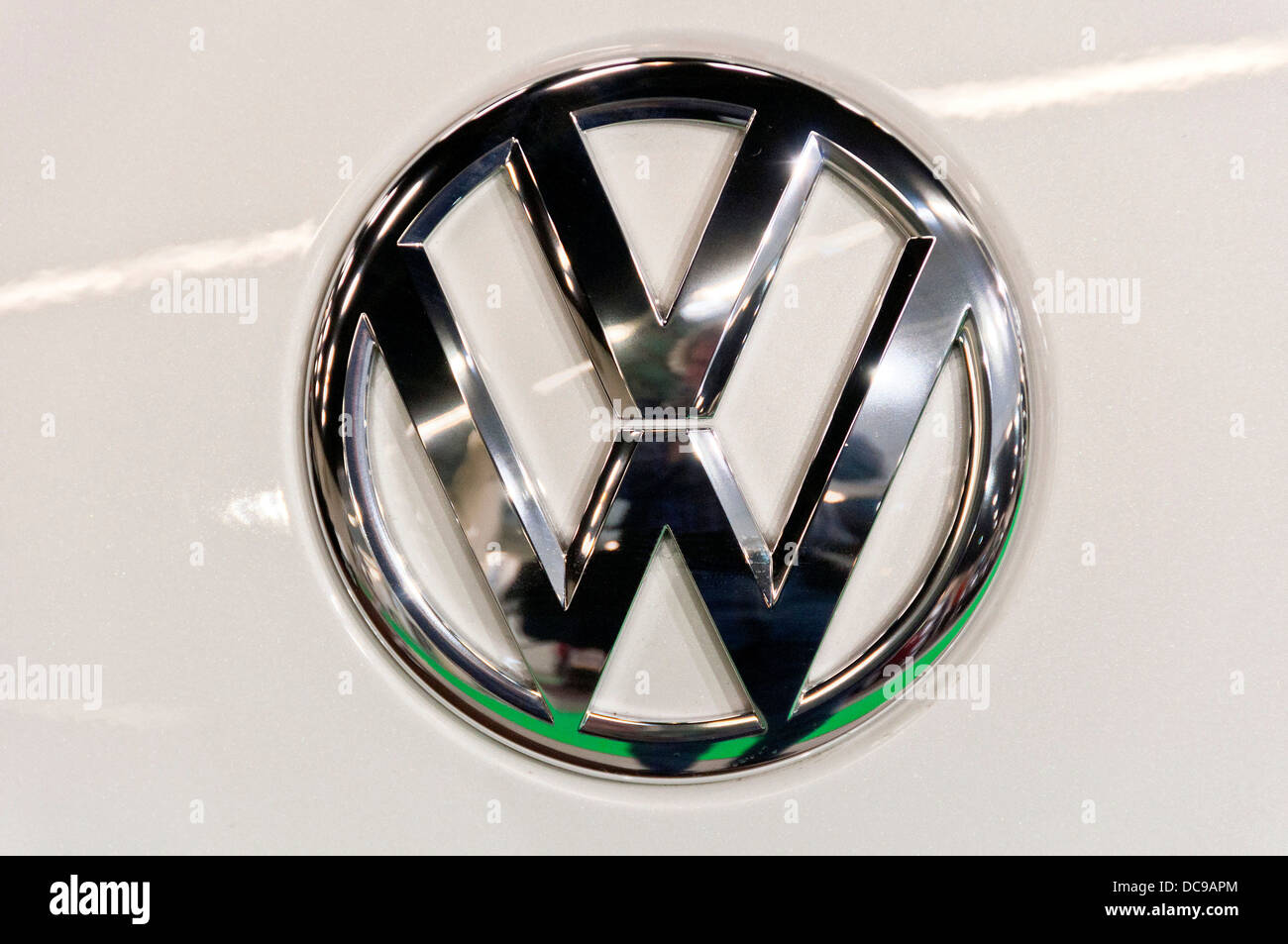 VW Volkswagen logo on a car Stock Photo Alamy
