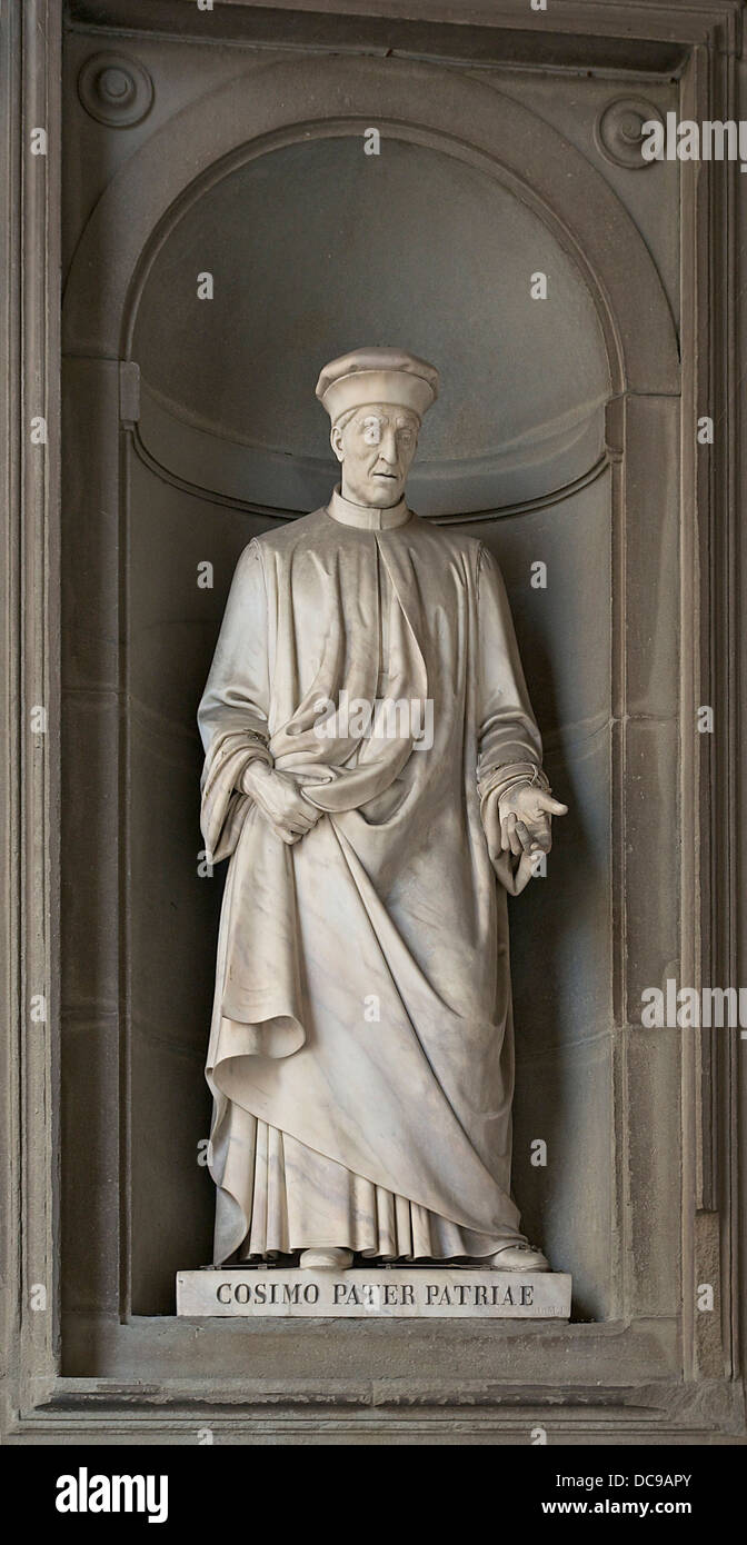 Cosimo de 'Medici (Cosimo the Elder), Piazzale statue Uffizi in Florence (Italy) Stock Photo