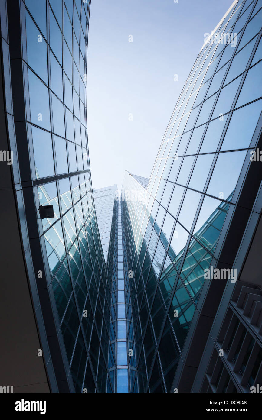 Architectural detail of a modern building of steel and glass Stock