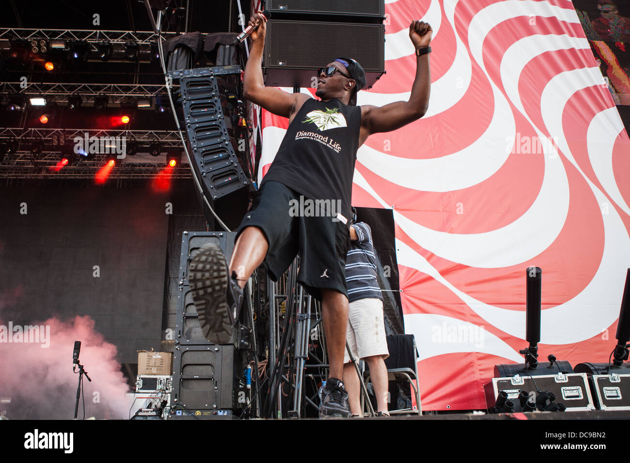 The english rapper ad producer Dizzee Rascal performs in Budapest during the Sziget Festival 2013 Stock Photo