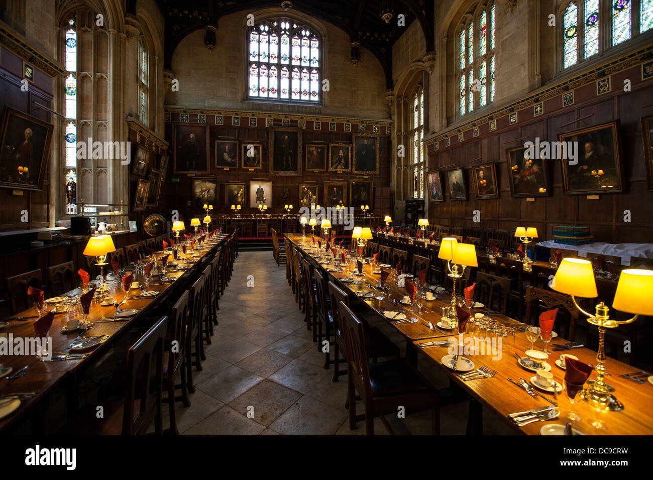 The dining hall at Christ Church College, Oxford University, England Stock Photo