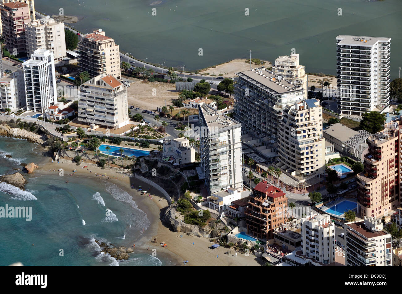 Coastline of Mediterranean Resort Calpe, Spain with Sea, Lake and Beach