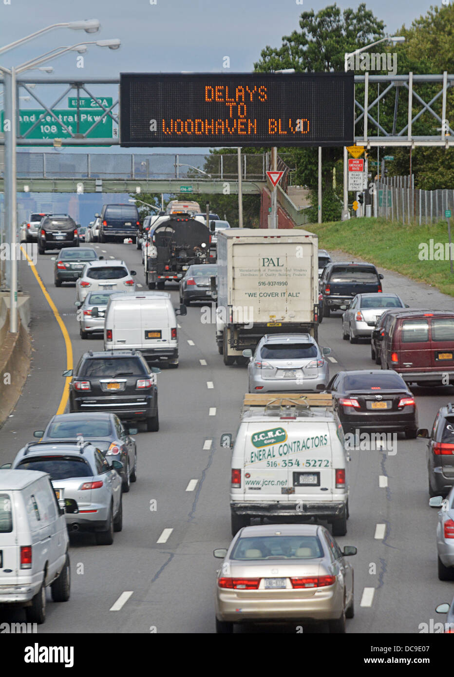 Morning traffic jam in Flushing, Queens in New York City on the Long