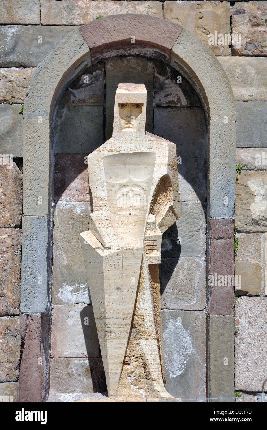 Sculpture in the cloister, Montserrat Monastery, Barcelona. Site of a  Benedictine abbey, Santa Maria de Montserrat Stock Photo - Alamy