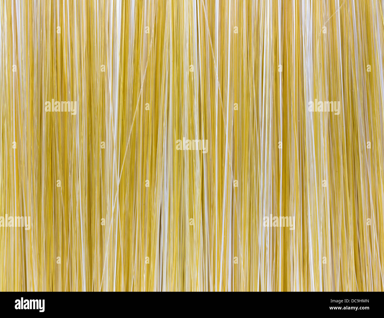 A very close view of the bristles of a polyester paint brush. Stock Photo