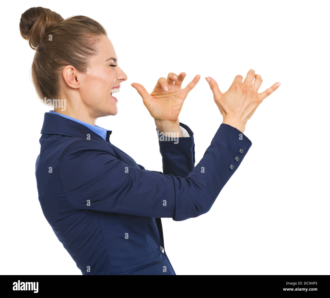 Happy business woman teasing Stock Photo Alamy
