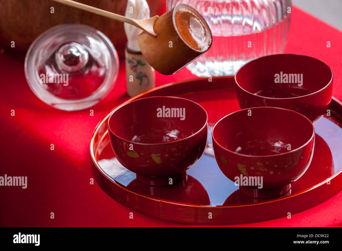 A woman performs the traditional Ryuku Buku Buku Cha Tea ceremony