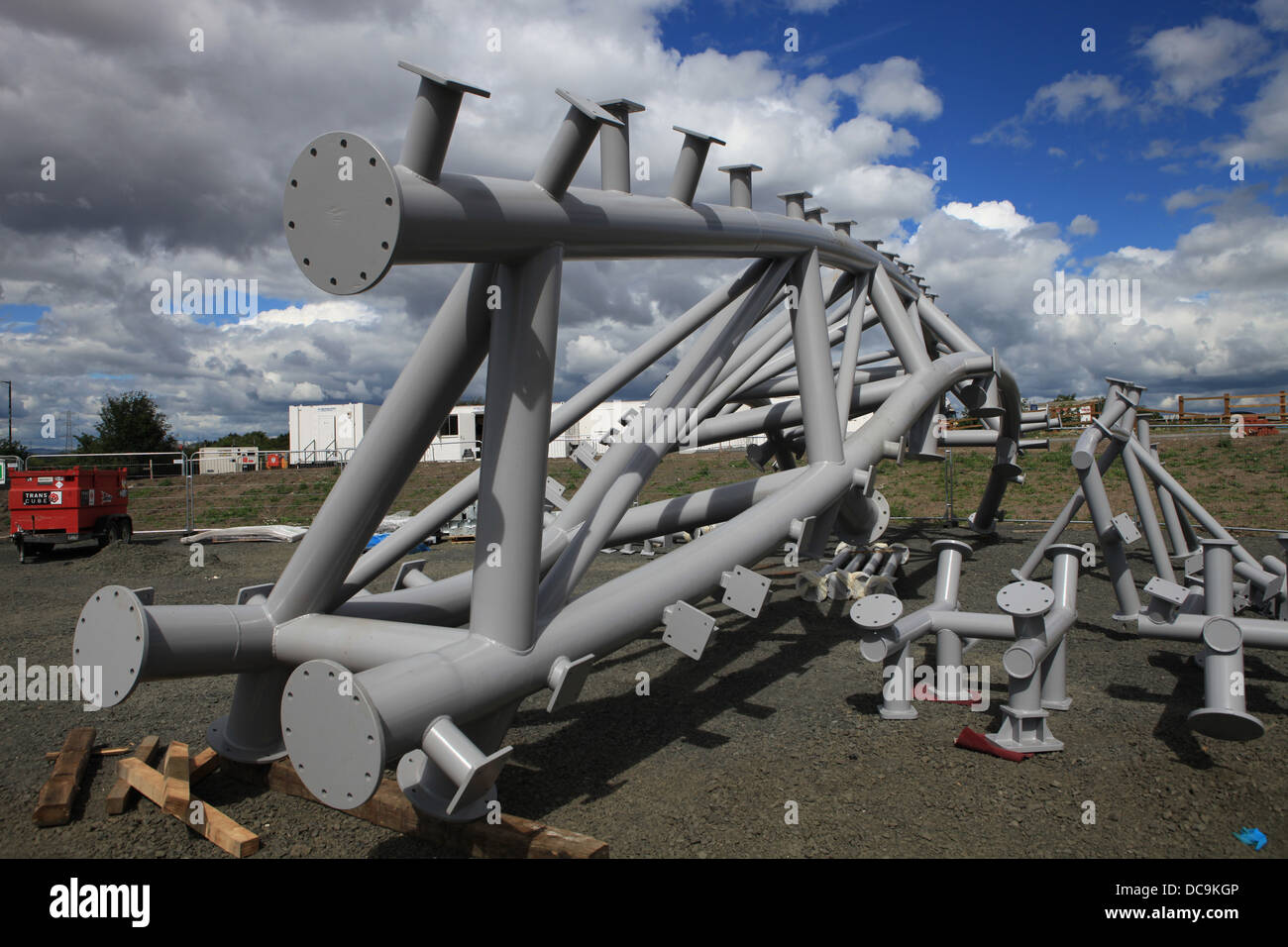 Steelwork on a construction site. Part of the Kelpie Helix project Falkirk Scotland. Stock Photo