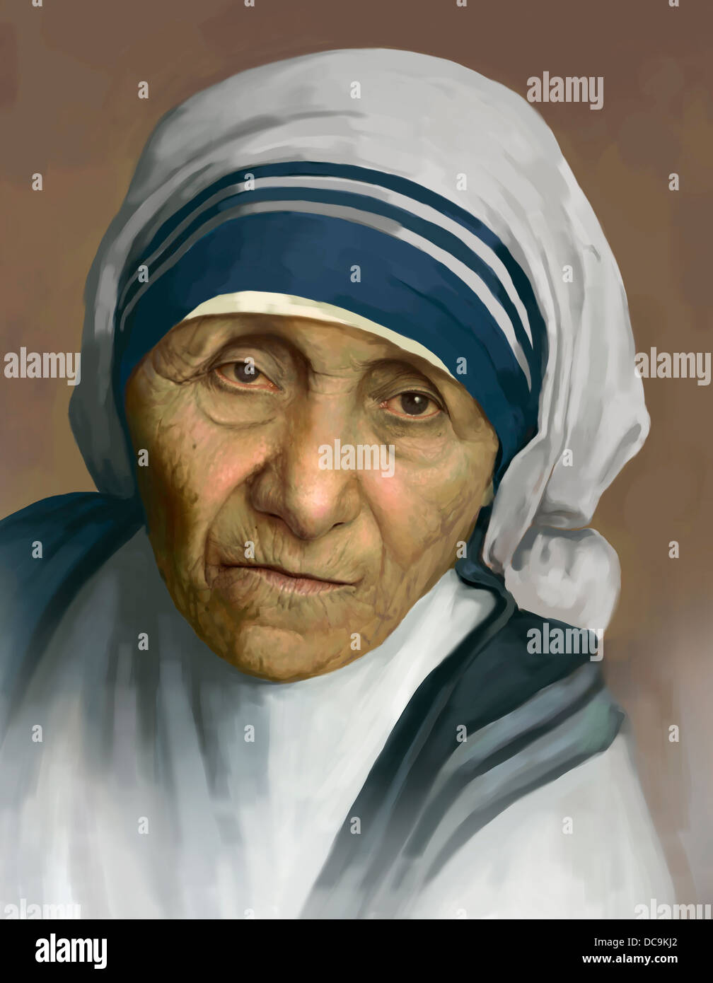 a portrait painting of mother teresa Stock Photo