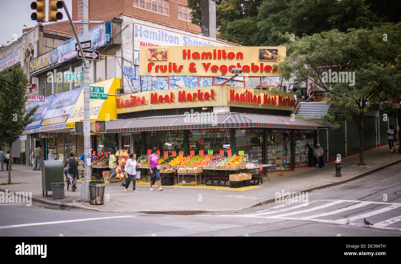 A fruit and vegetable market in the Hamilton Heights neighborhood of