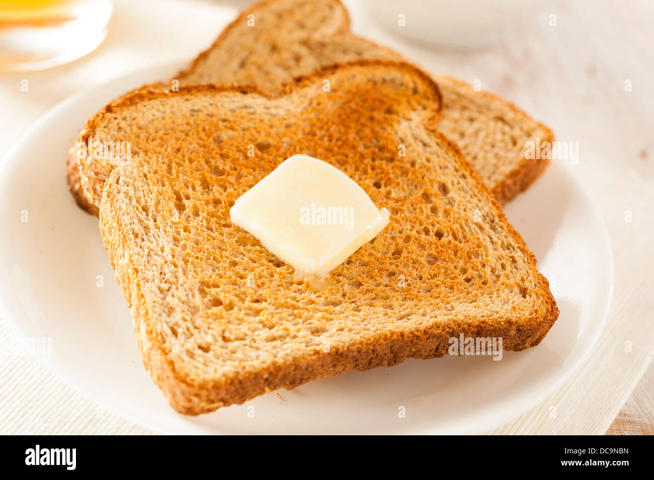 Whole Wheat Buttered Toast at Breakfast Time Stock Photo Alamy