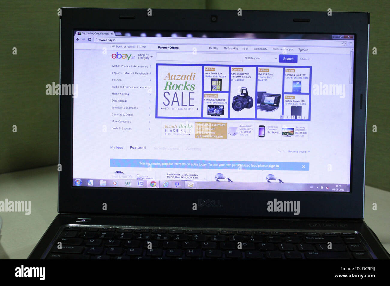 E bay india on a laptop screen Stock Photo