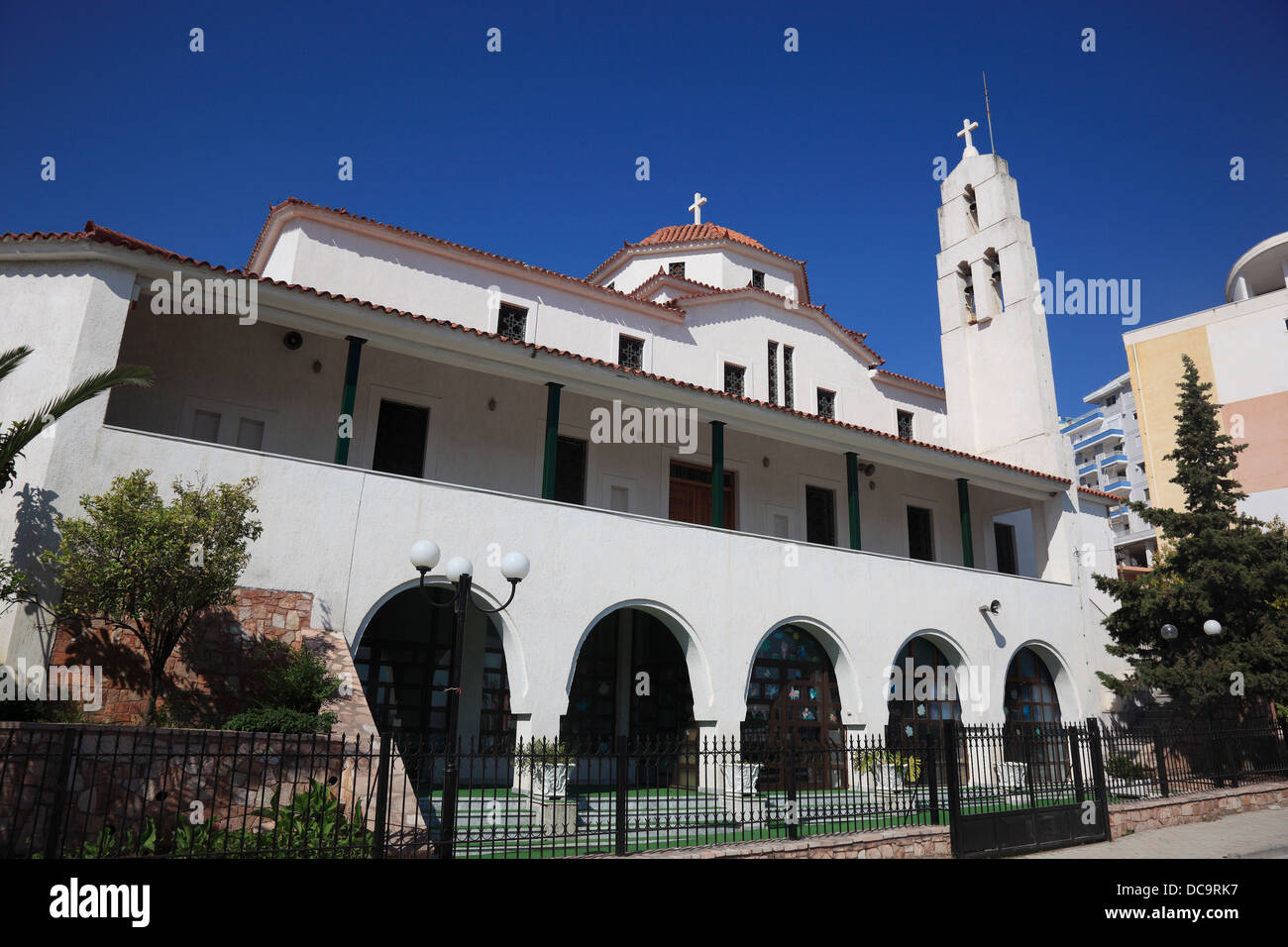 Saranda, Sarande, the orthodoxe church, city at the Ionian Sea, Albania Stock Photo