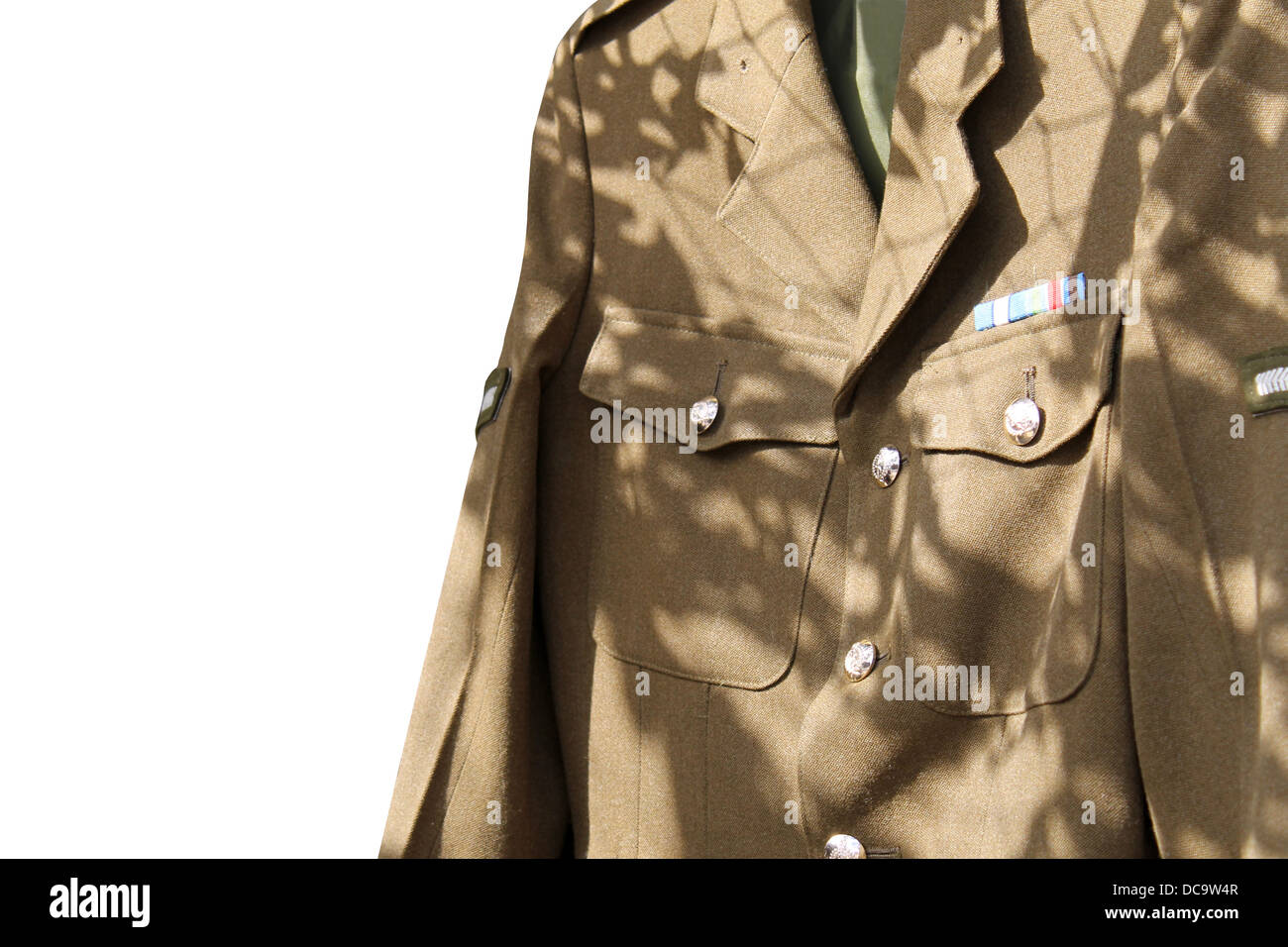 British army military uniform isolated on white background. Stock Photo