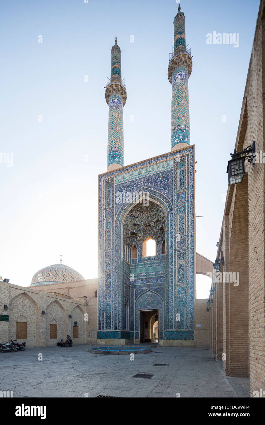 entrance portal, Friday mosque, Yazd, Iran Stock Photo