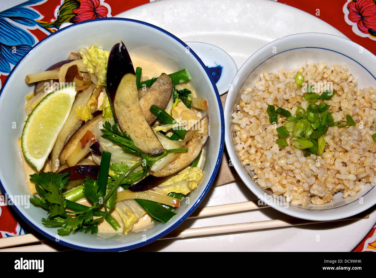 Half order Monk's Curry Japanese eggplant cilantro mushroom slices