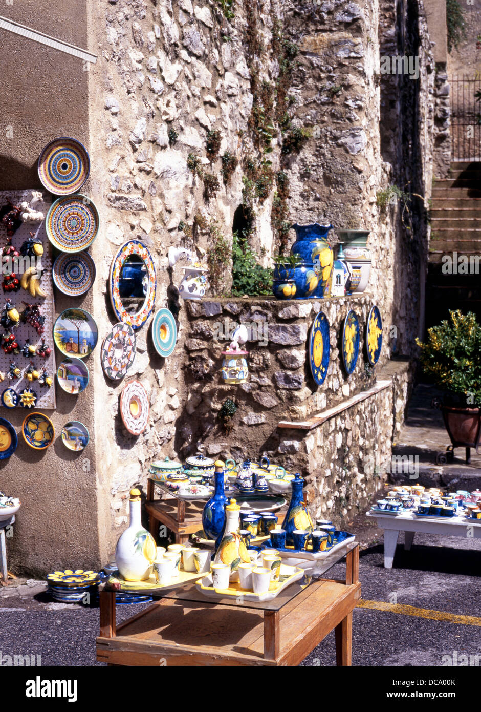 Pottery for sale, Ravello, Amalfi Coast, Campania, Italy, Europe Stock