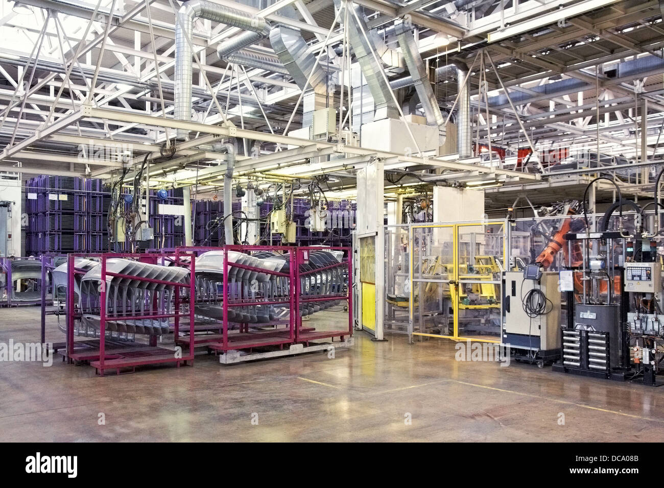 robotic arms in a car factory Stock Photo