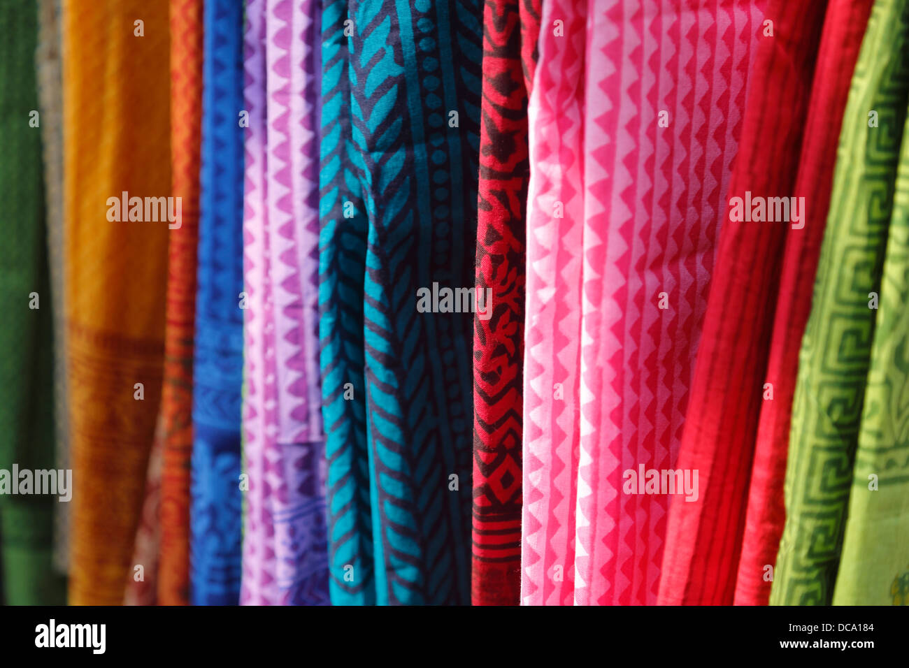 Beautifully colored fabrics Stock Photo