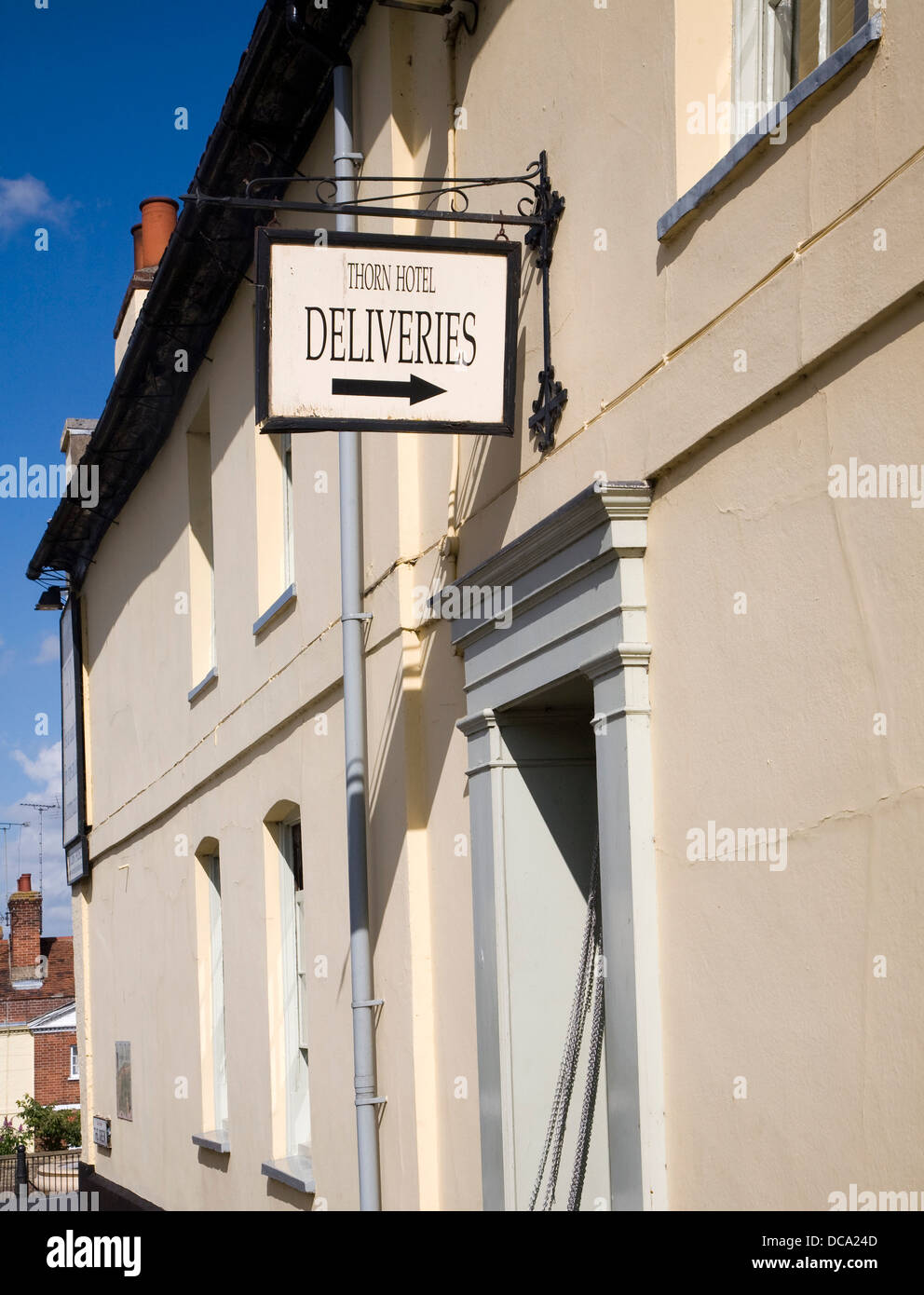 Old Deliveries sign at hotel Mistley Essex England Stock Photo