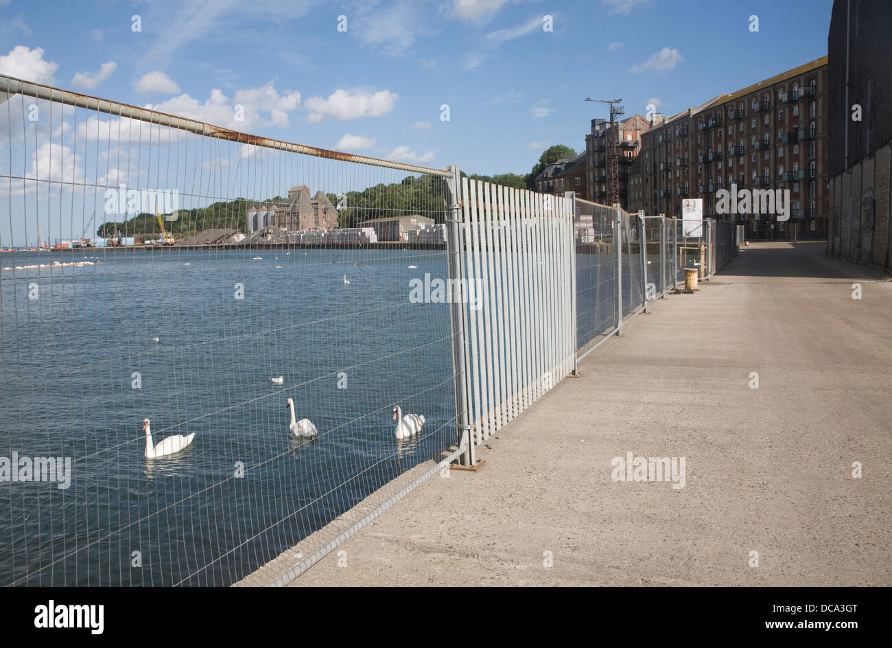 Fence along the quayside Mistley Essex England Stock Photo Alamy