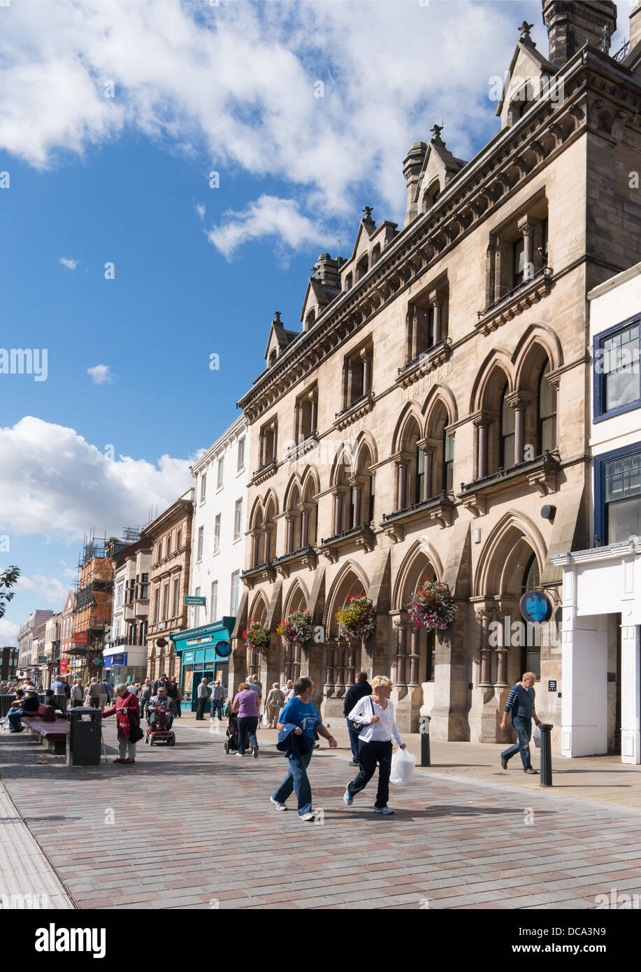 People shopping Darlington High Row (High street) or town centre, Co. Durham, England Stock Photo