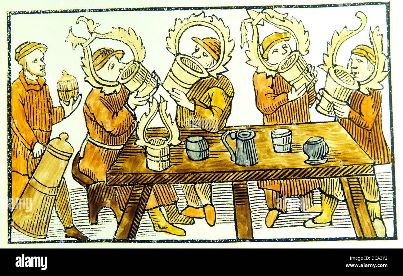 Medieval period. The Great Drinkers of the North, 16th century. Beer drinkers Stock Photo