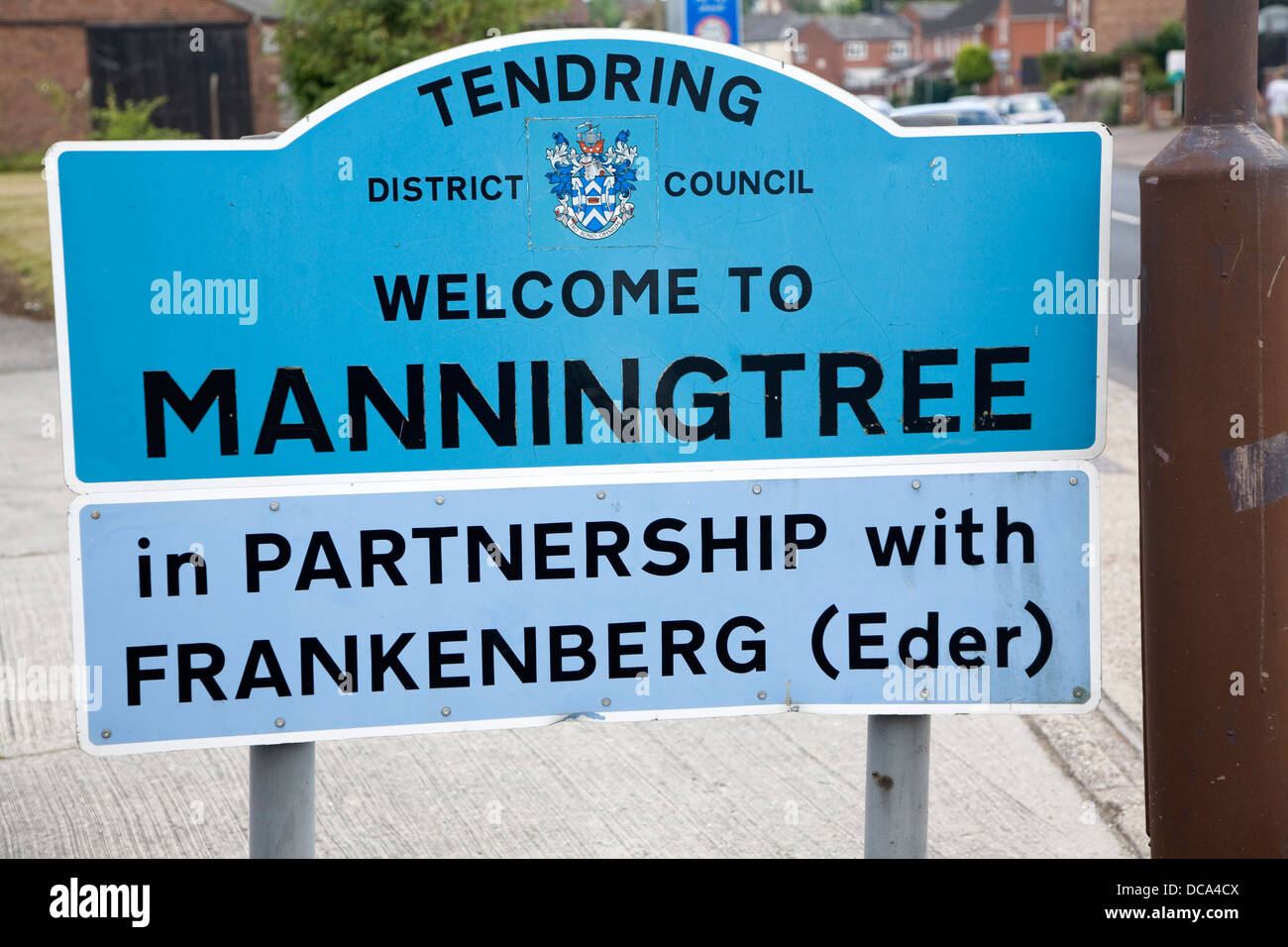 Tendring district council to Manningtree road sign Stock Photo