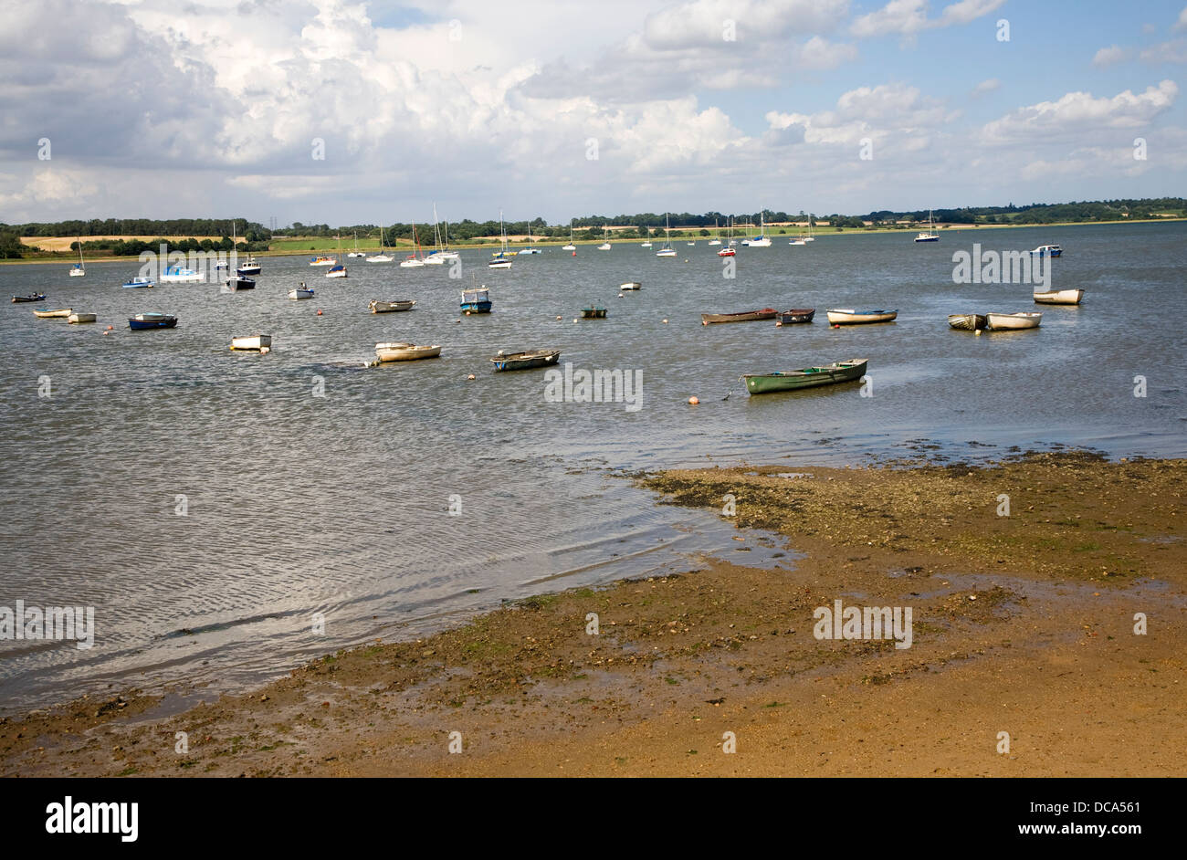 Boats River Stour estuary view Manningtree Essex England Stock Photo
