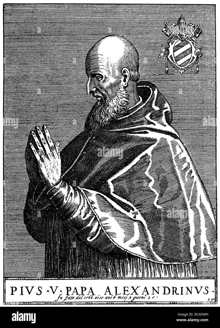 portrait of Pius V or Antonio Michele Ghislieri, 1504 - 1572, Pope of the Roman Catholic Church from 1566-1572 Stock Photo