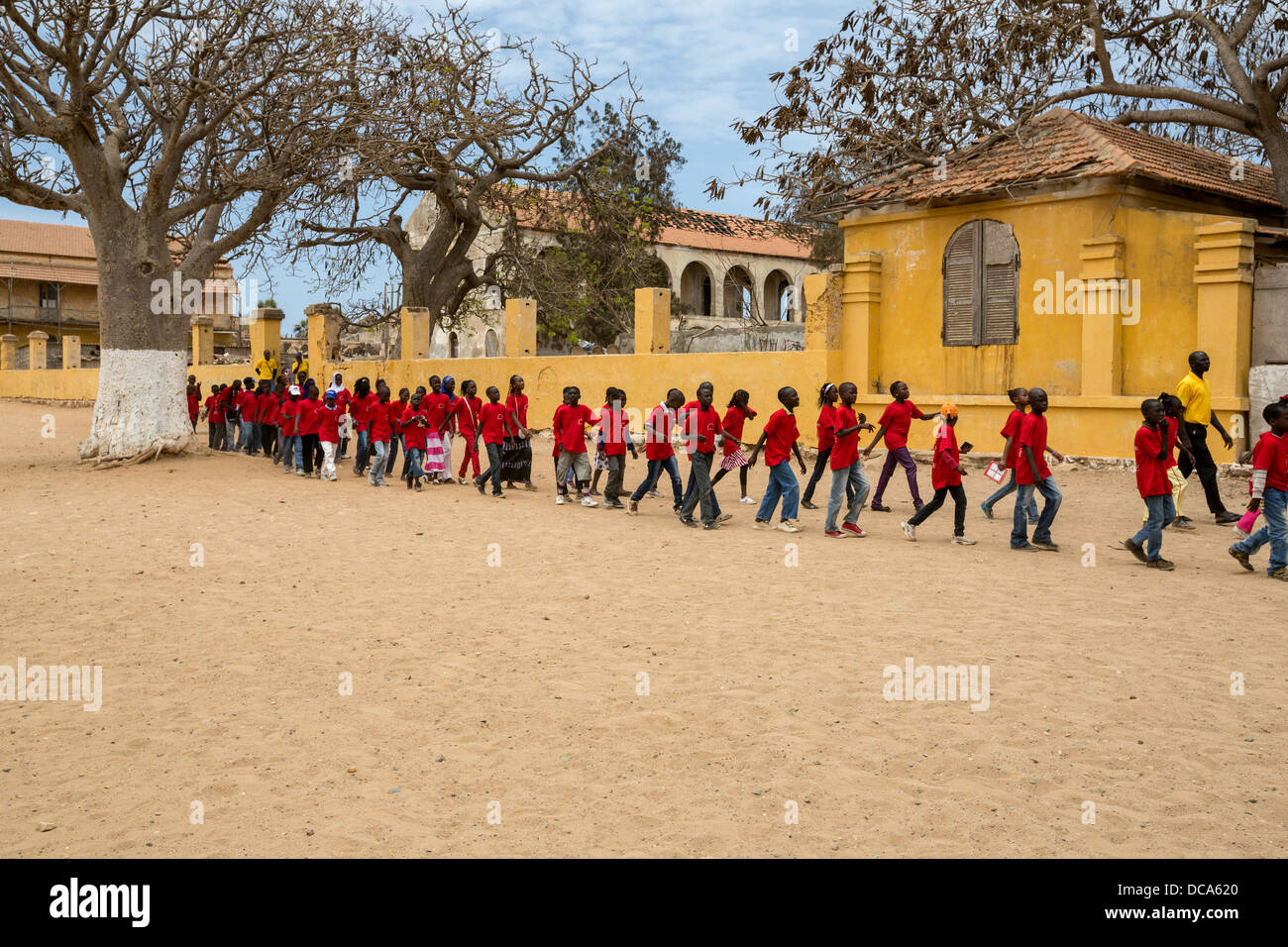 School Children Visiting Goree Island, Senegal. Stock Photo