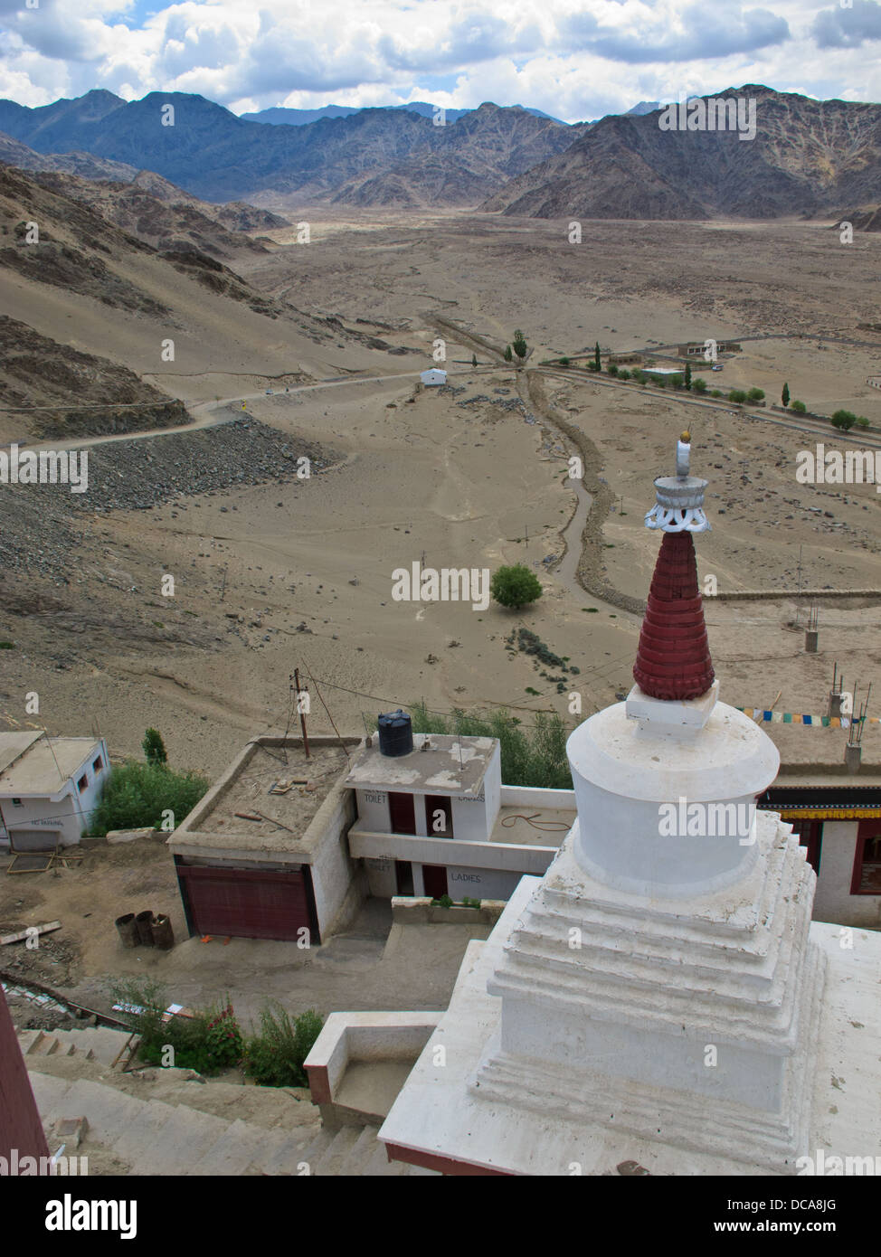The chorten and the dry land of Ladakh Stock Photo