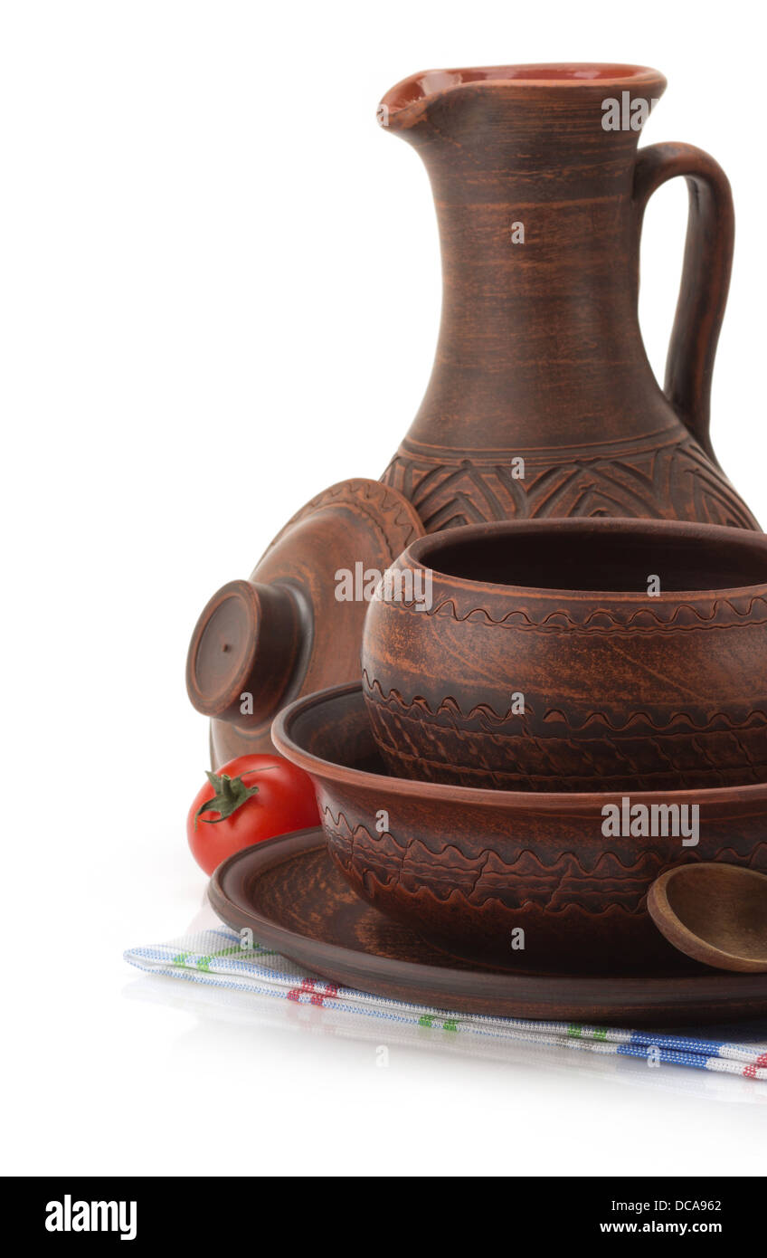 ceramic utensils isolated on white background Stock Photo Alamy