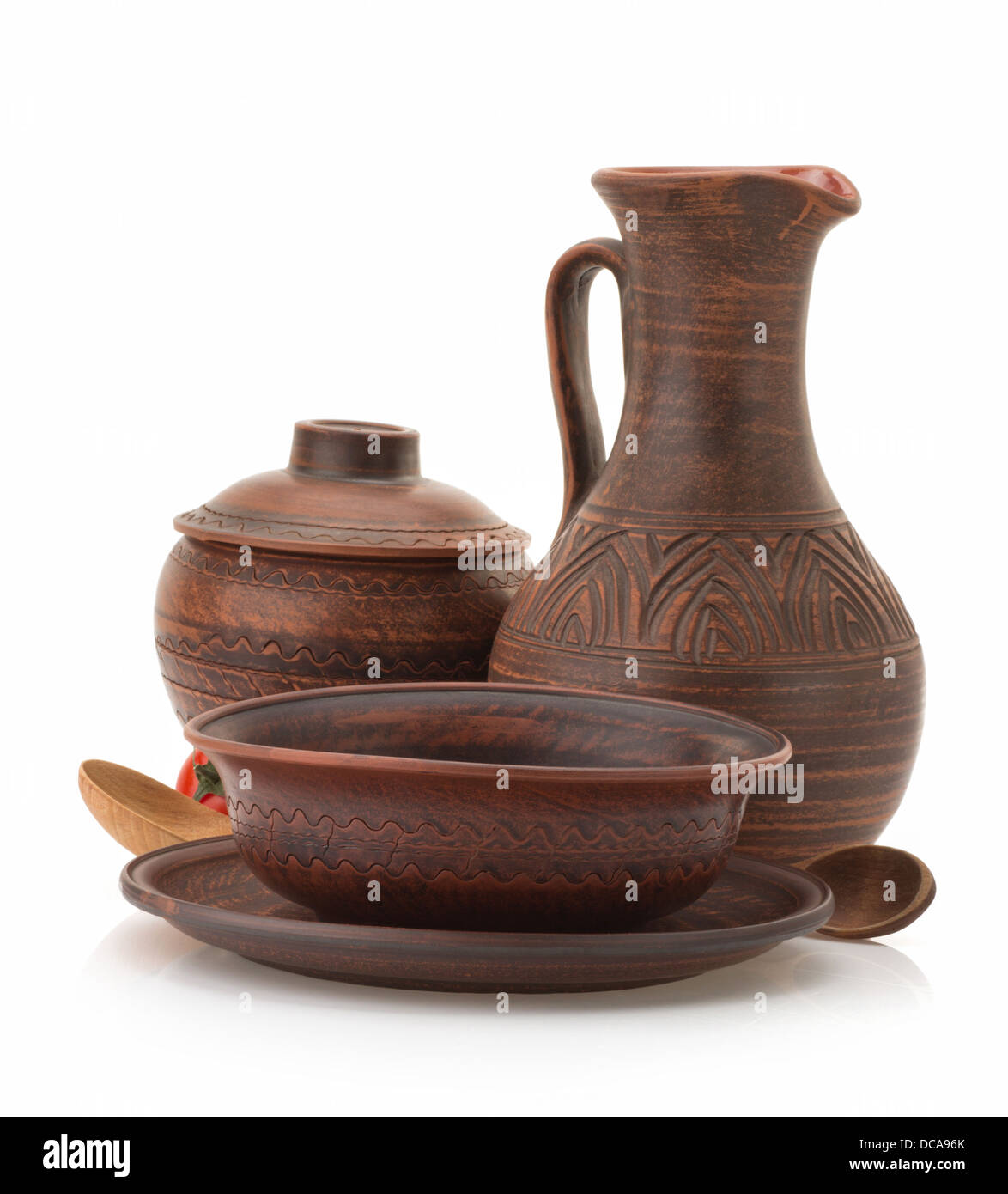 ceramic utensils isolated on white background Stock Photo Alamy