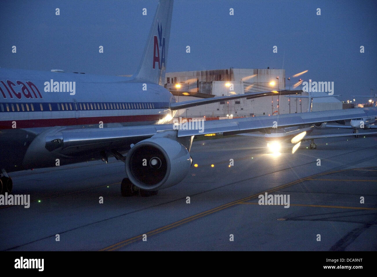 Ground traffic at dusk, JFK airport, New York, USA Stock Photo Alamy