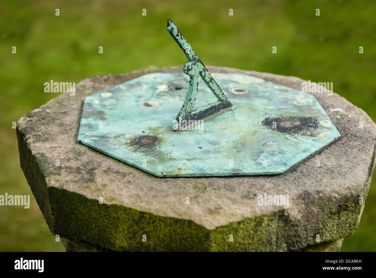 Old weathered stone garden sundial detail Stock Photo Alamy