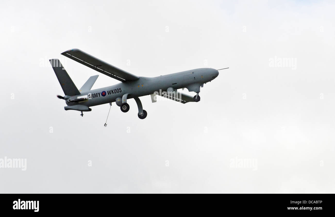 watchkeeper  British UAV taking off from Aberporth west wales. Stock Photo