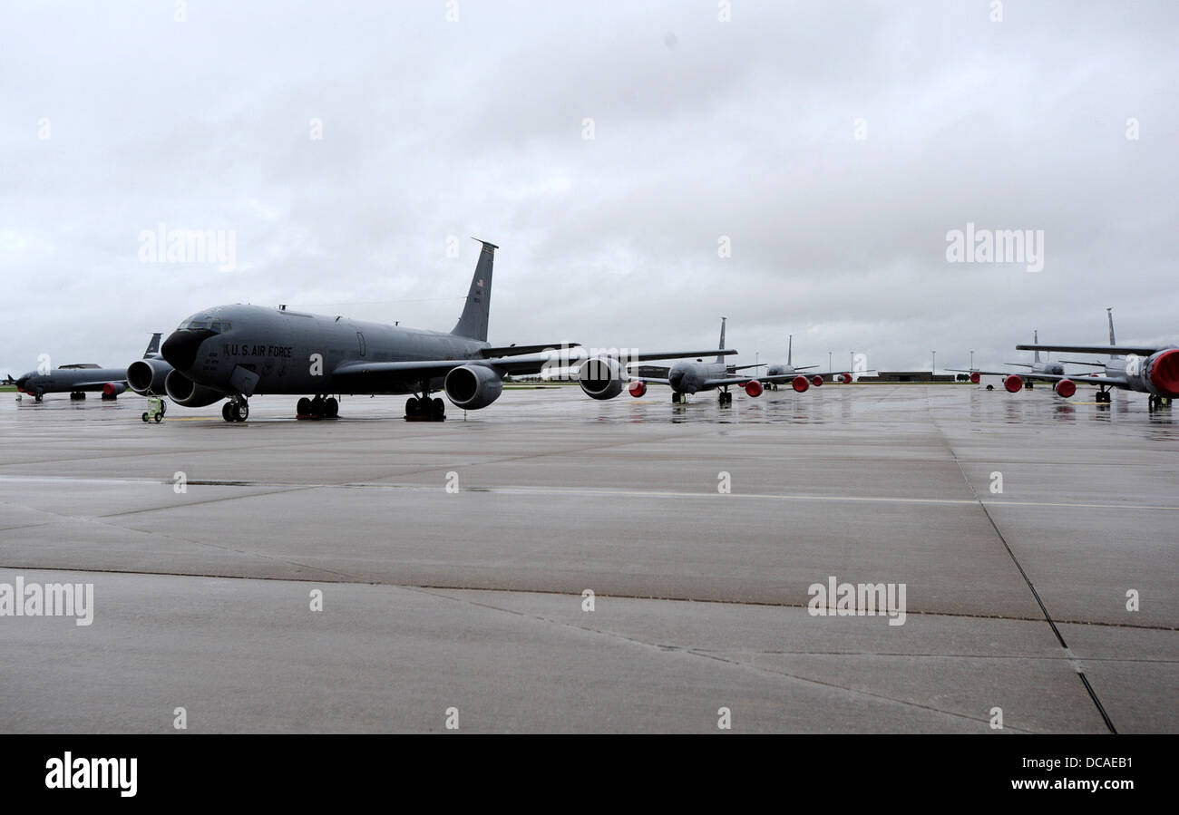 KC-135 Stratotankers assigned to the 22nd Air Refueling Wing line the ...