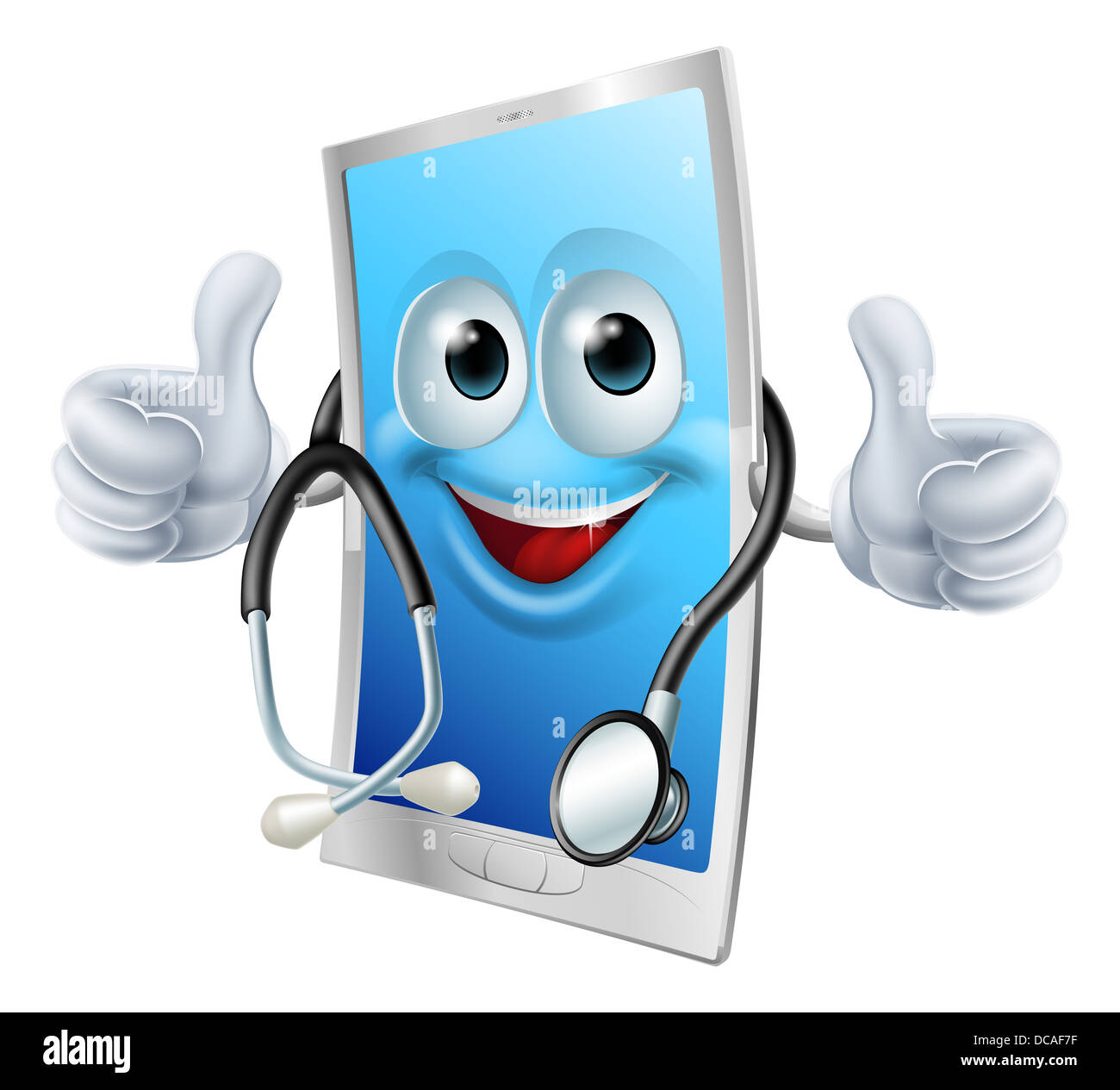 Health app mobile phone concept of a cell phone man with a stethoscope