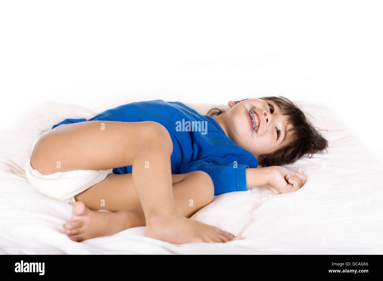 disabled toddler boy with cerebral palsy Stock Photo