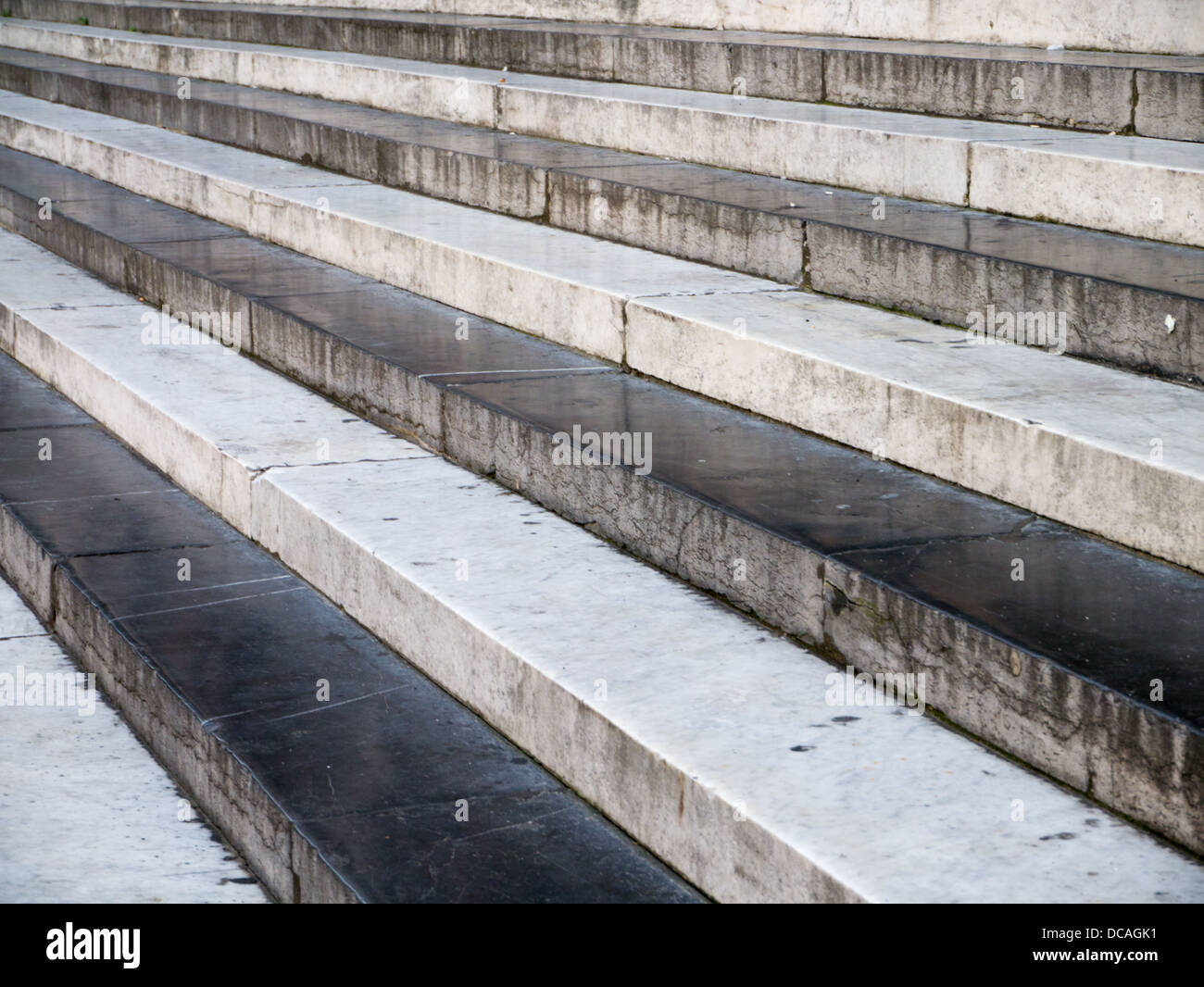 Black and white steps made of marble in Genoa, Italy Stock Photo