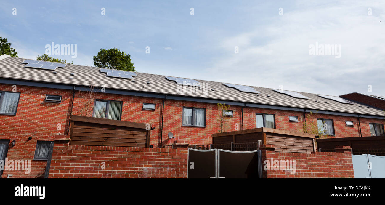 solar panels on new council terrace houses at Wellington st portsmouth