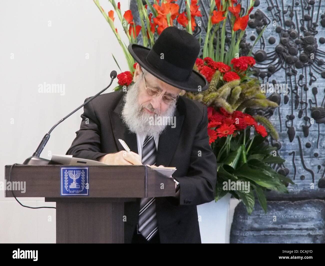 Jerusalem, Israel. 14th Aug, 2013. Chief Sephardi Rabbi YITZHAK YOSEF ...
