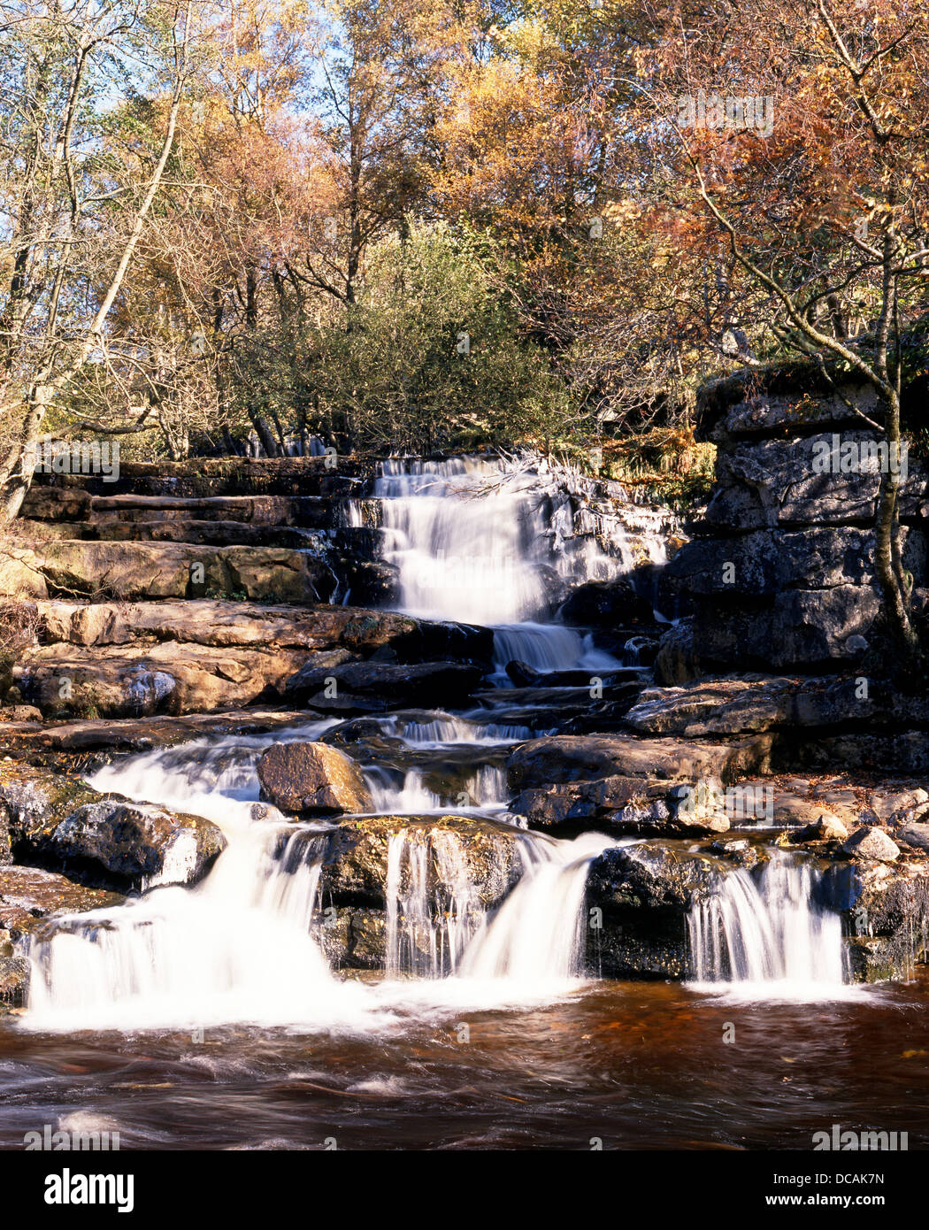 Kisdon Falls Waterfall, Keld, Yorkshire Dales, North Yorkshire, England, UK, Great Britain, Western Europe. Stock Photo