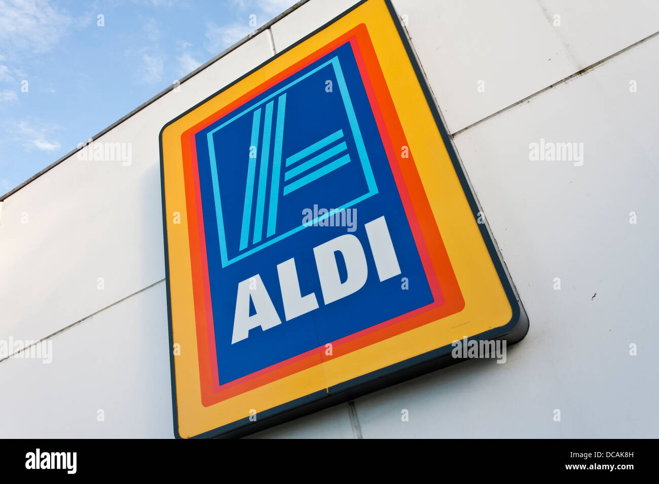 Aldi supermarket sign. Stock Photo
